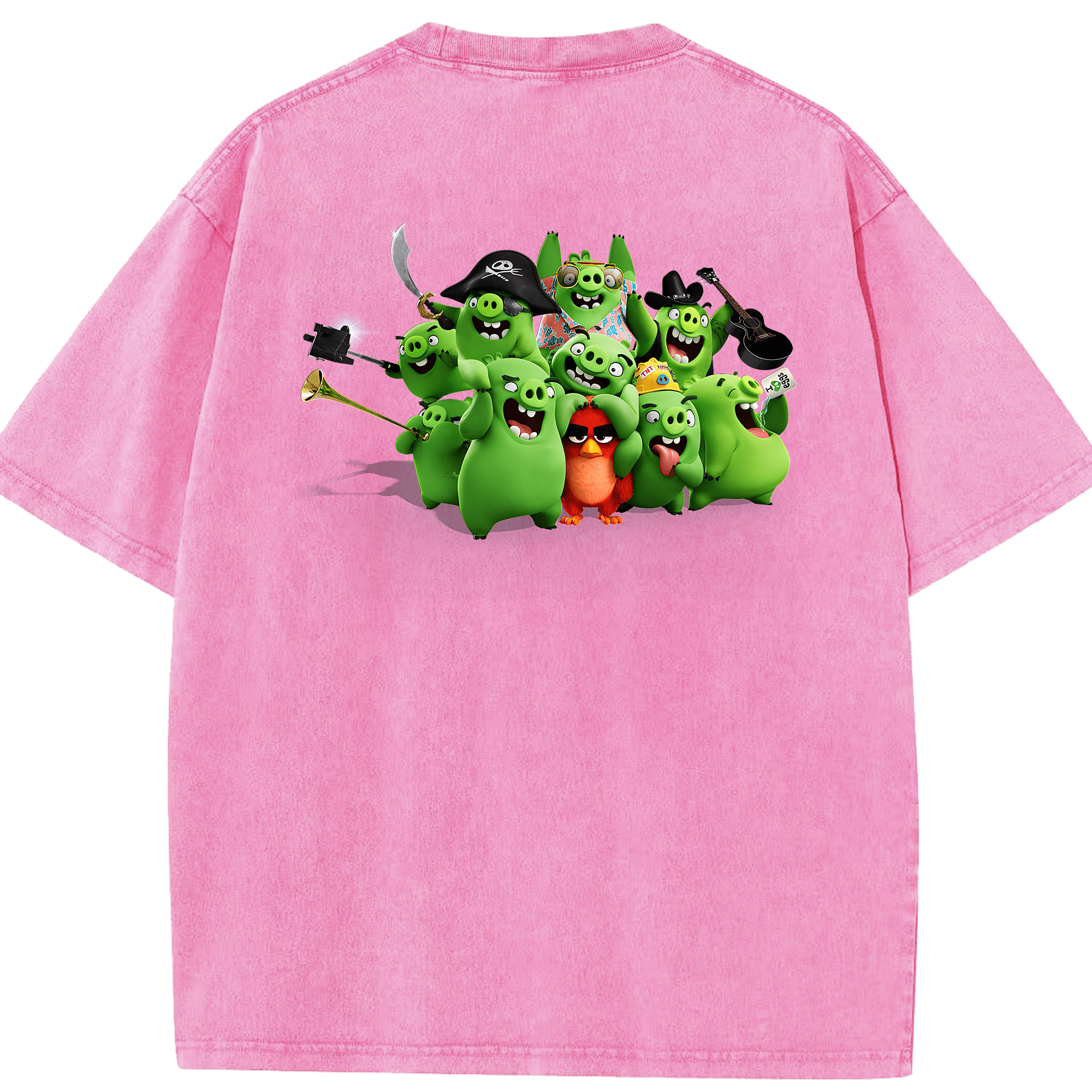 （画像用） Angry Birds アングリーバード 綿100% ヴィンテージ風 半袖Tシャツ（背面プリント）